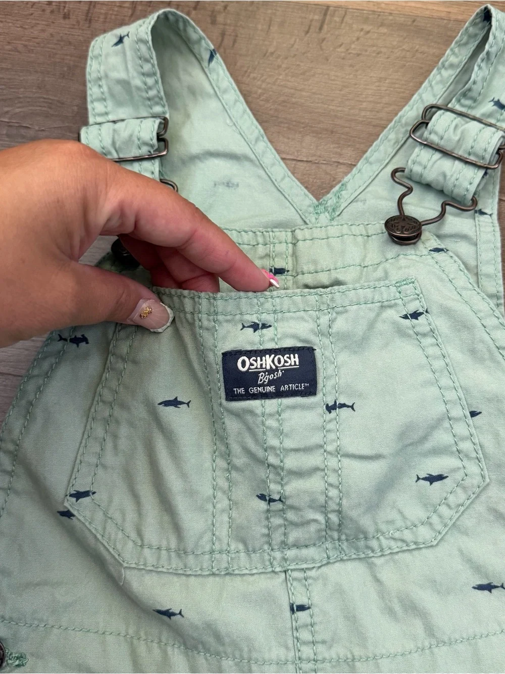 OshKosh B'gosh Toddler Mint Green Shark Shortalls Size 5T
